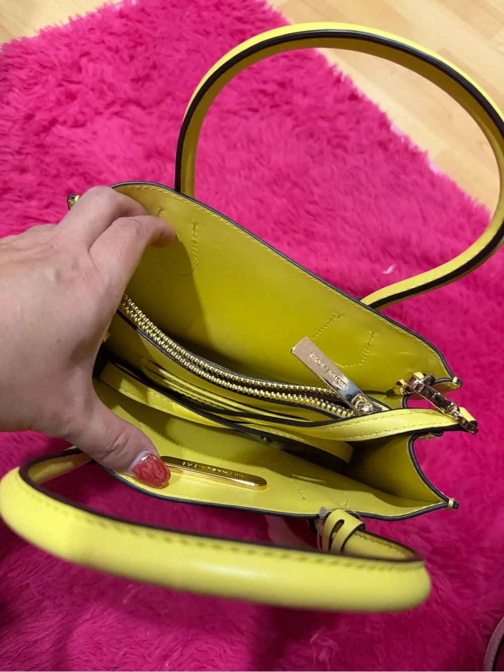 Women's Small Satchel Handbag in Light Pink with Gold Hardware